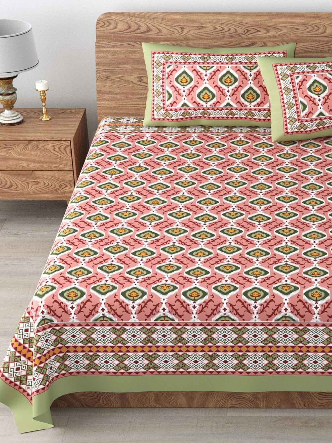 Jaipuri bedsheet-King Size 100% Cotton with 2 Pillow Covers