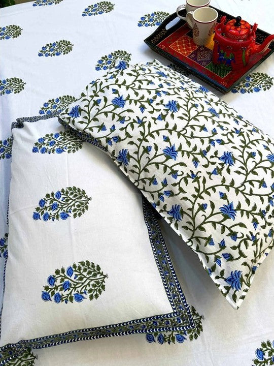 Jaipuri bedsheet King Size 100% Cotton with 2 Pillow Covers