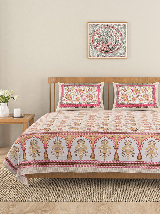 Jaipuri bedsheet King Size 100% Cotton bedsheet with 2 Pillow Covers