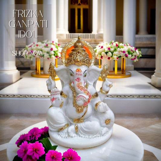 Frizka Ganesha Ganpati Vinayak Ganesha Ji Idol 8" Statue Showpiece for Home Table Temple Decor and Gift Item 8 inches height