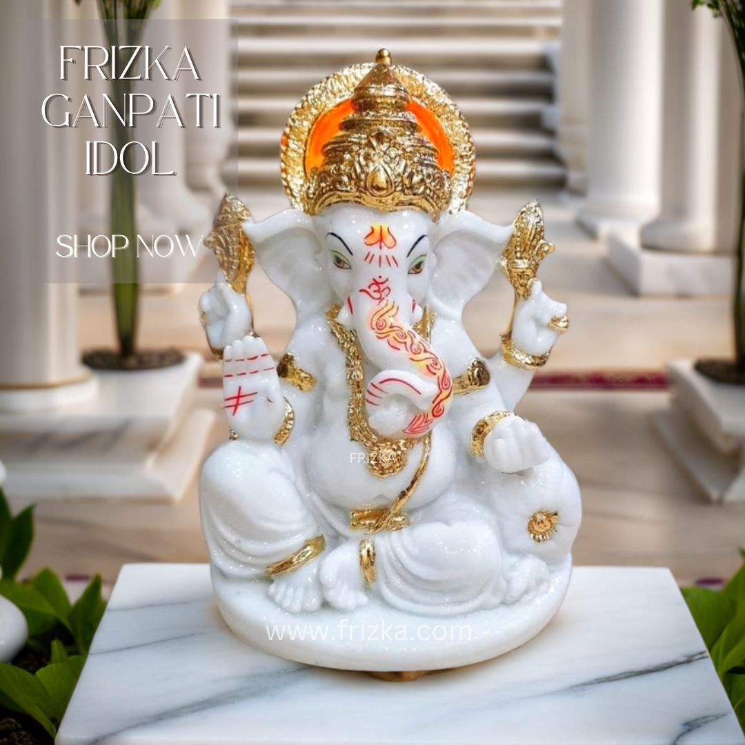 Frizka Ganesha Ganpati Vinayak Ganesha Ji Idol 8" Statue Showpiece for Home Table Temple Decor and Gift Item 8 inches height