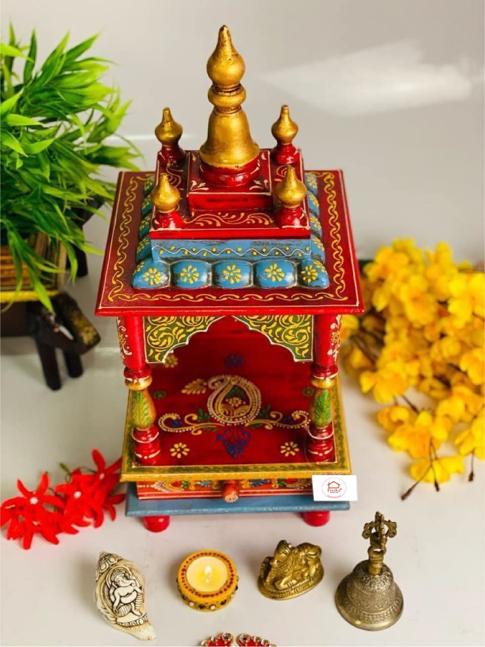 Wooden Temple Hand Painted