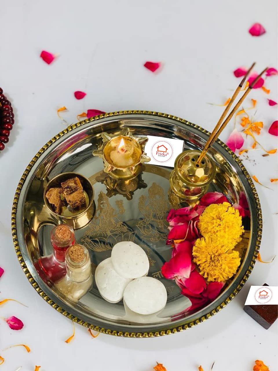 Metallic Puja Thaali - 9 inches Dia