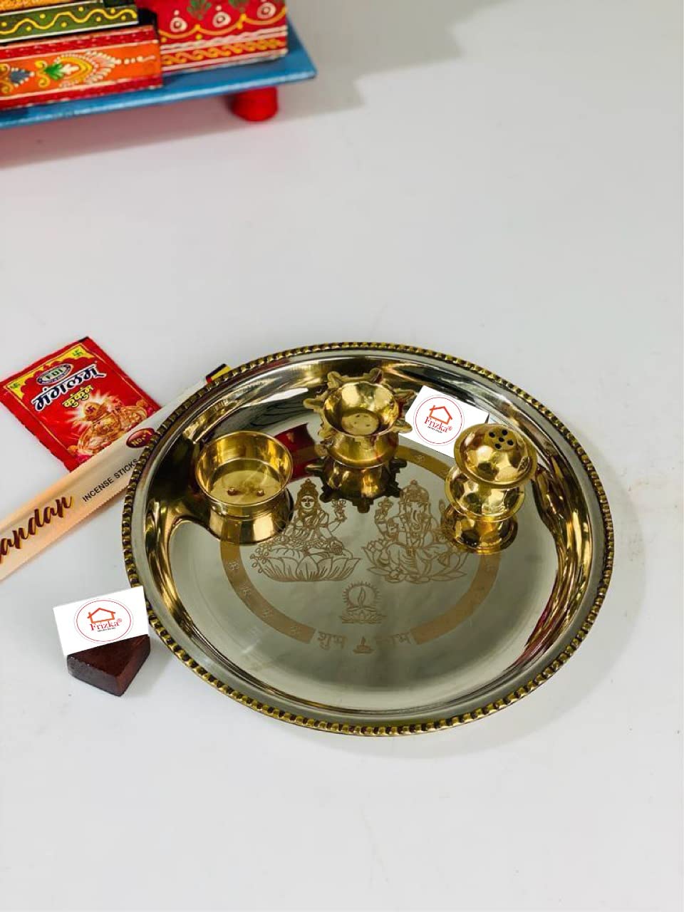 Metallic Puja Thaali - 9 inches Dia