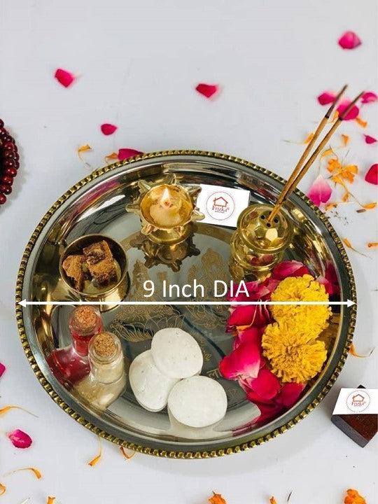 Metallic Puja Thaali - 9 inches Dia