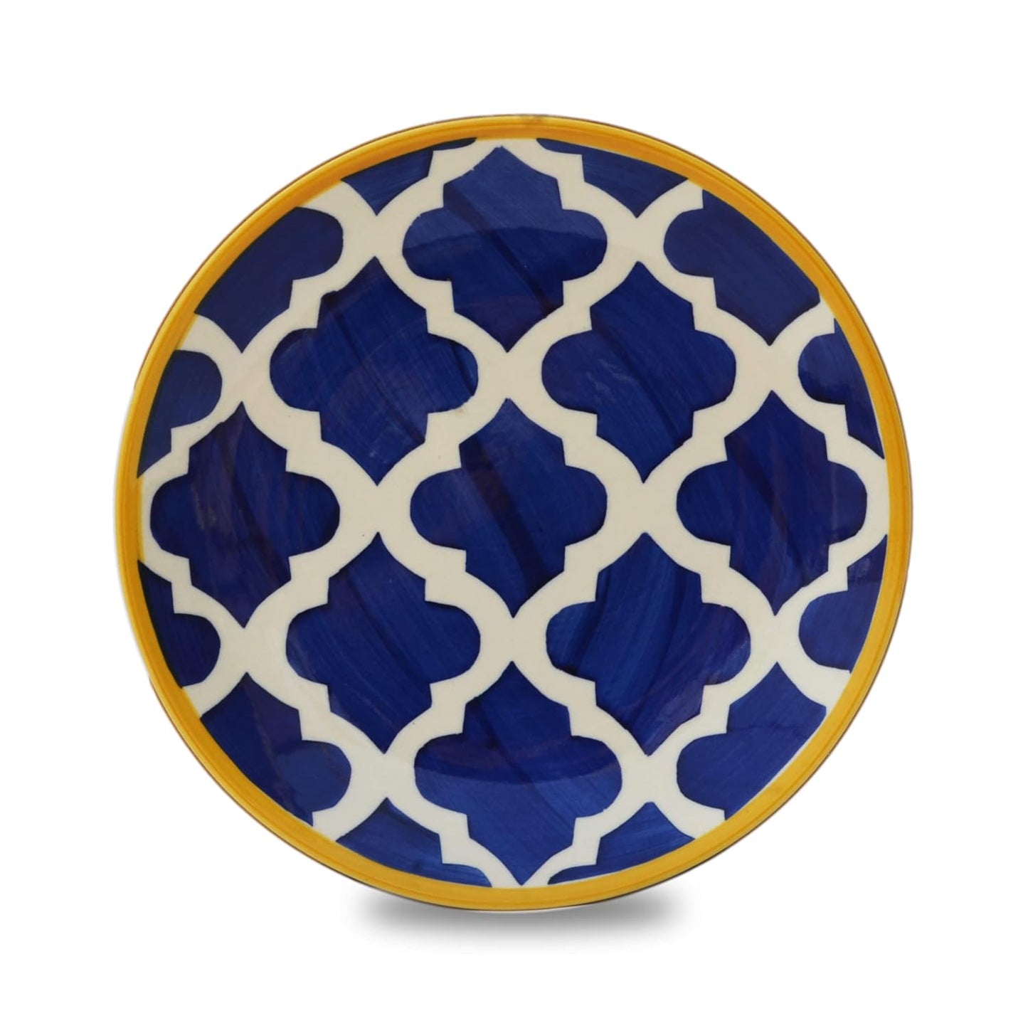 Frizka Moroccan Handpainted Ceramic Dinner Plates Set of 2 Ceramic Plates For Dinner and 2 bowls/katoris(10 Inch, Microwave Safe Plates & Dishwasher Safe) | Dinner Plates Ceramic - 4 Pieces