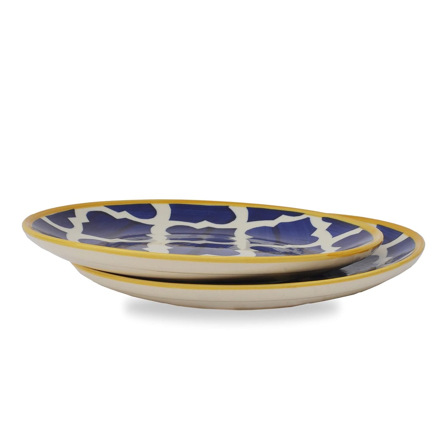 Frizka Moroccan Handpainted Ceramic Dinner Plates Set of 2 Ceramic Plates For Dinner and 2 bowls/katoris(10 Inch, Microwave Safe Plates & Dishwasher Safe) | Dinner Plates Ceramic - 4 Pieces
