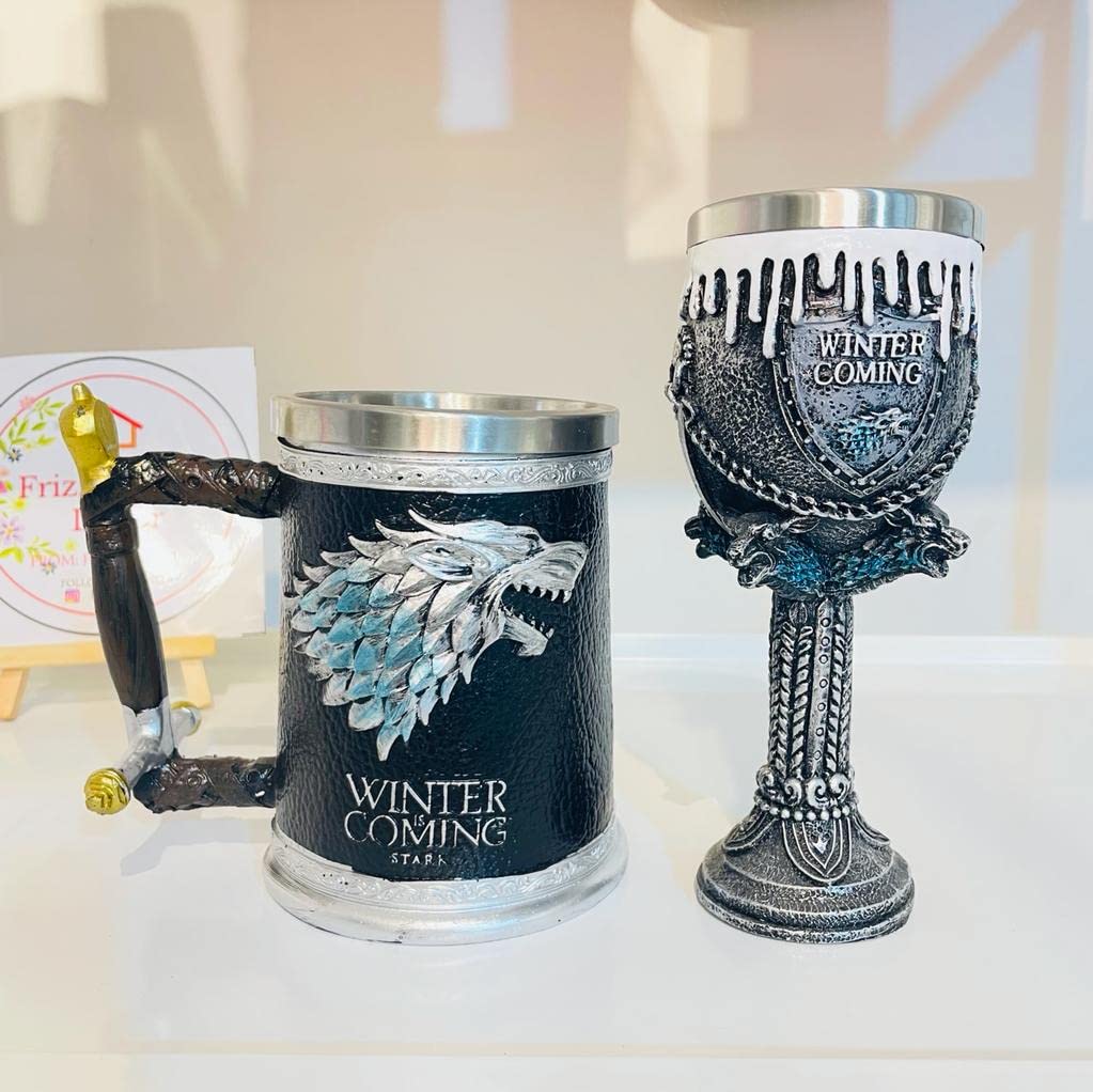 Frizka Game of Thrones Beer Mug and Wine Glass Perfect for Your Game of Thrones Fan Friends