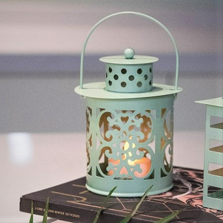 Turquoise Tea Light Candle Holder - Metallic