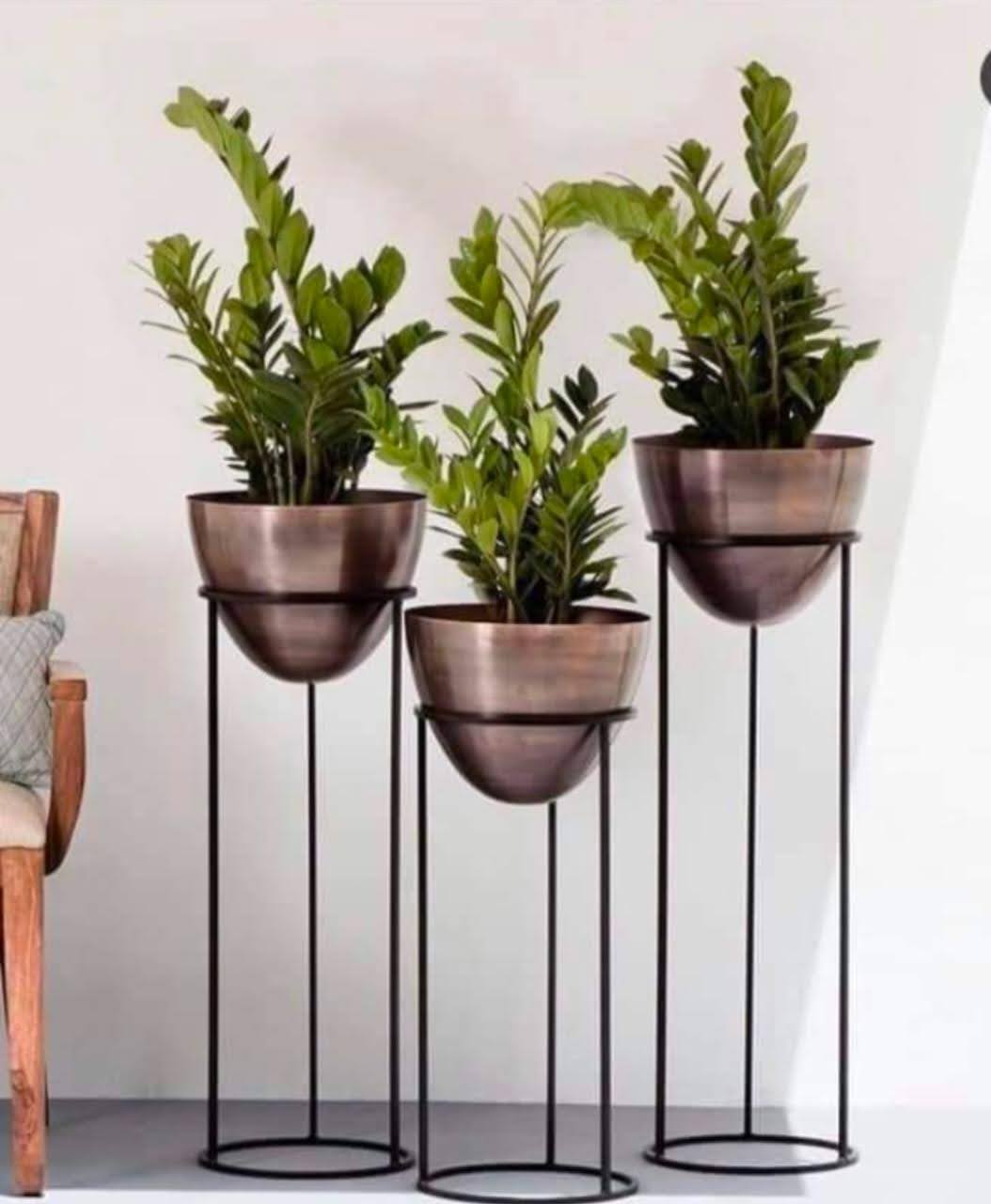 Metallic Planter Pot (Set of 3)- Copper