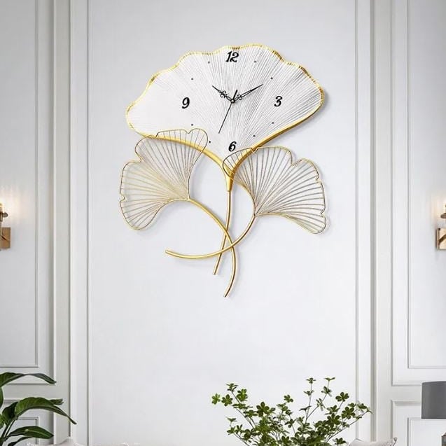 Ginko Leaf Clock Wall Art