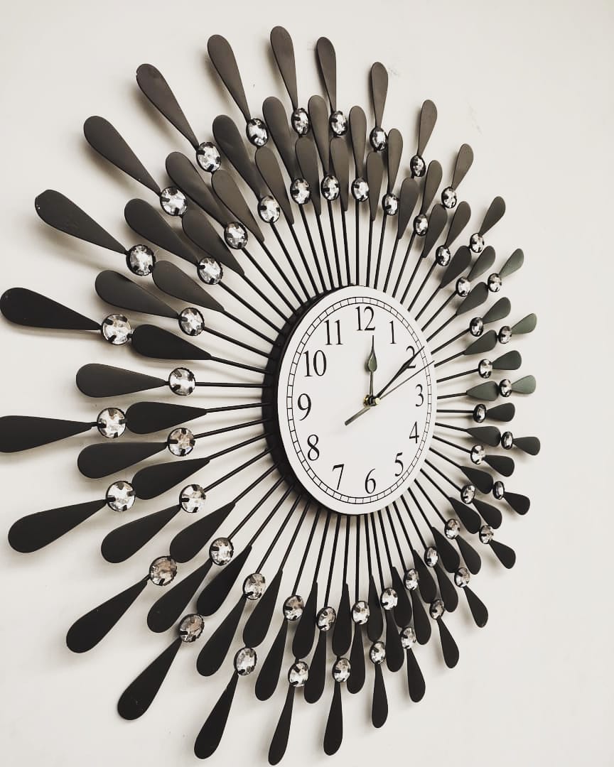 Stylish Wall Clock - Black and Silver