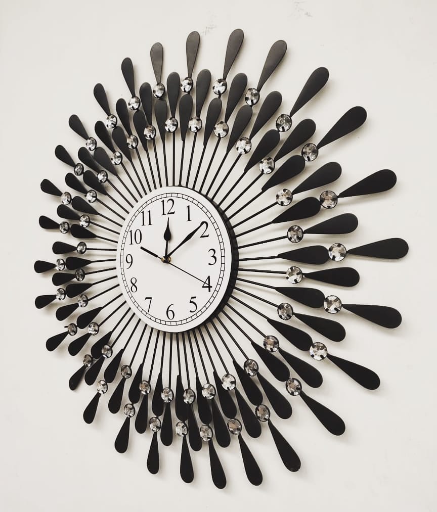 Stylish Wall Clock - Black and Silver