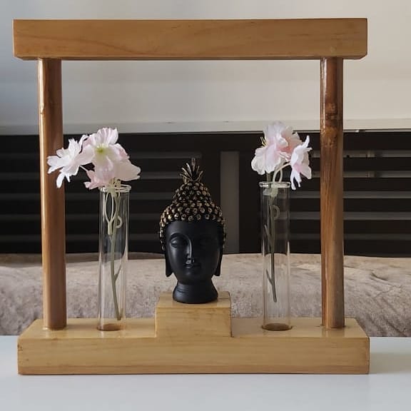 Lord Buddha Figurine in Black & Gold Design