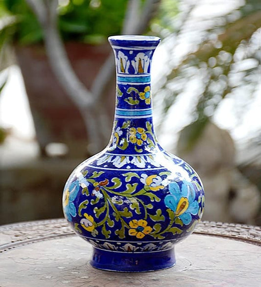 Blue Pottery Hand Painted Vase