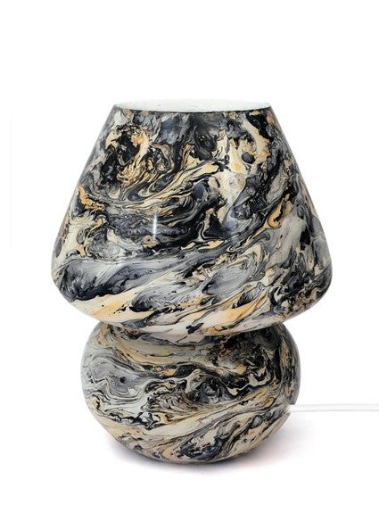 Frizka Abstract Mushroom Shaped Glass Table Lamp for Bedside Living & Home Decoration, Lamp for Home Bar Restaurant Cafe Decoration (12 inch, Made in India)