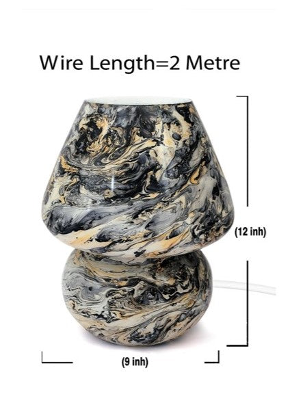 Frizka Abstract Mushroom Shaped Glass Table Lamp for Bedside Living & Home Decoration, Lamp for Home Bar Restaurant Cafe Decoration (12 inch, Made in India)