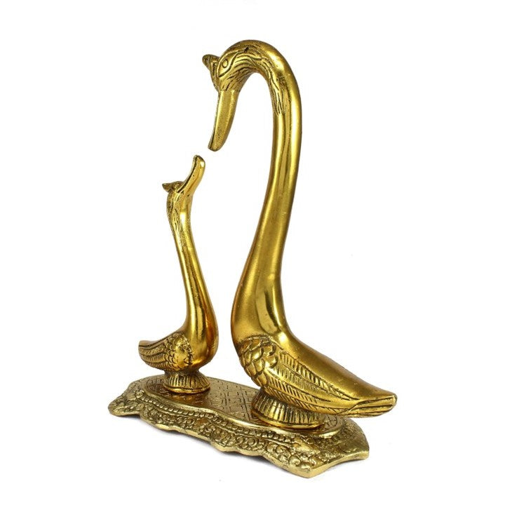 Golden Metal Loving Swan Showpiece