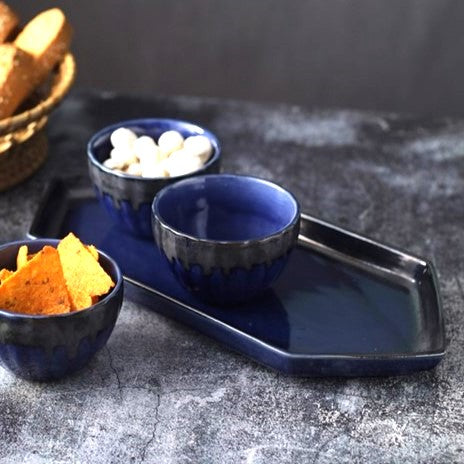 Ceramic Bowl Set with Serving Tray