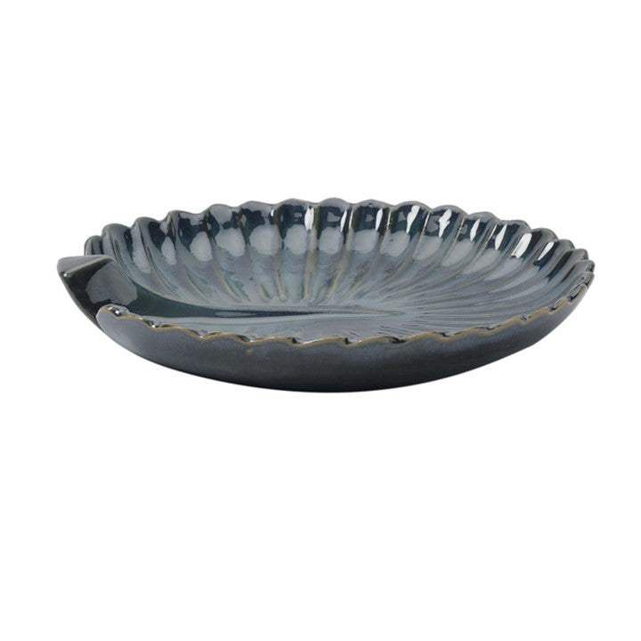 Green Leaf Shaped Ceramic Platter