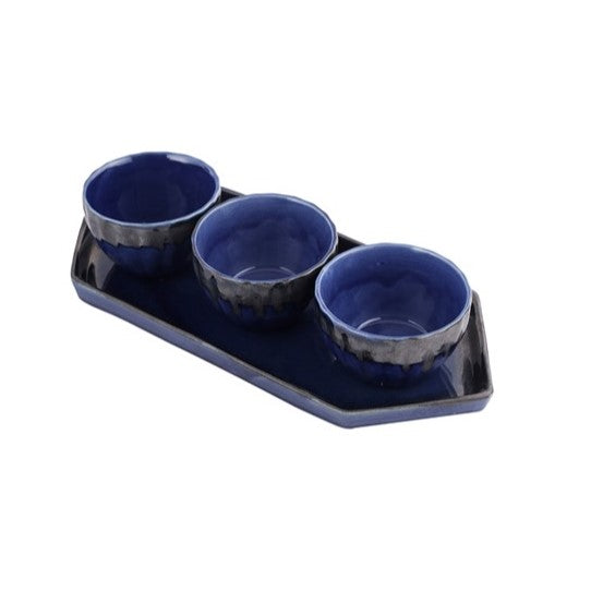 Ceramic Bowl Set with Serving Tray