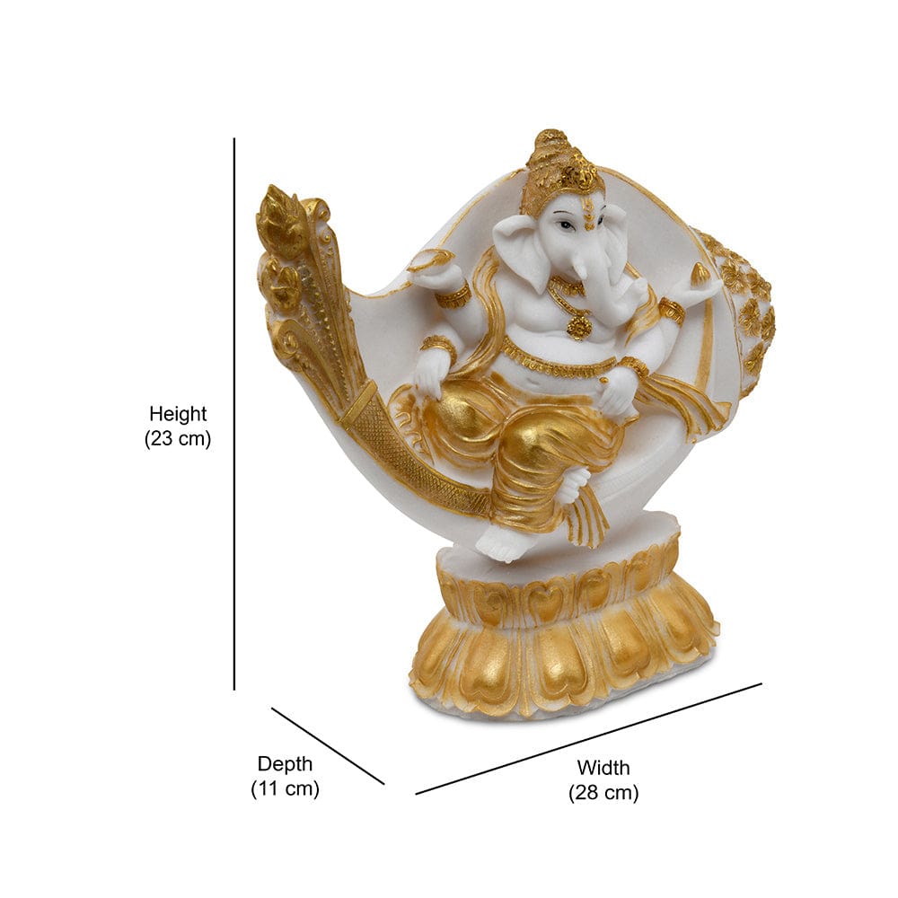 FRIZKA Leaf Ganesh for Home Decor Showpiece for Mandir Pooja 12 inches