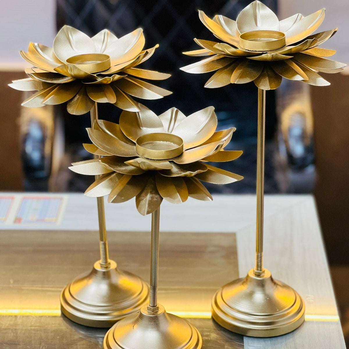 Frizka | Lotus Set of 3pc Candle Holder