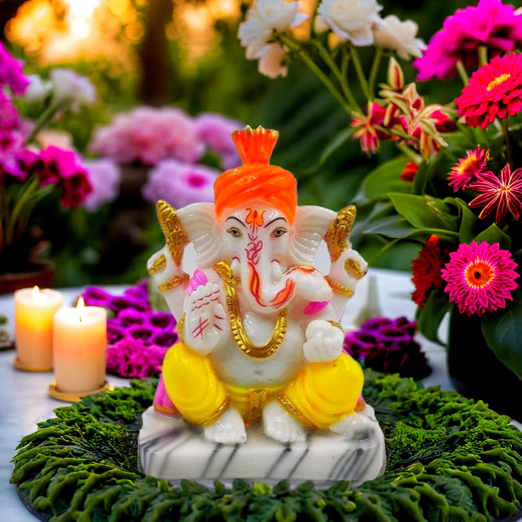 Chowki Lord Ganpati Idol in Pagdi