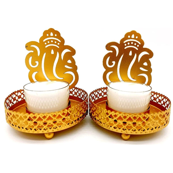 FRIZKA Handmade Ganesha tealight Candle Holder Stand-2 pcs