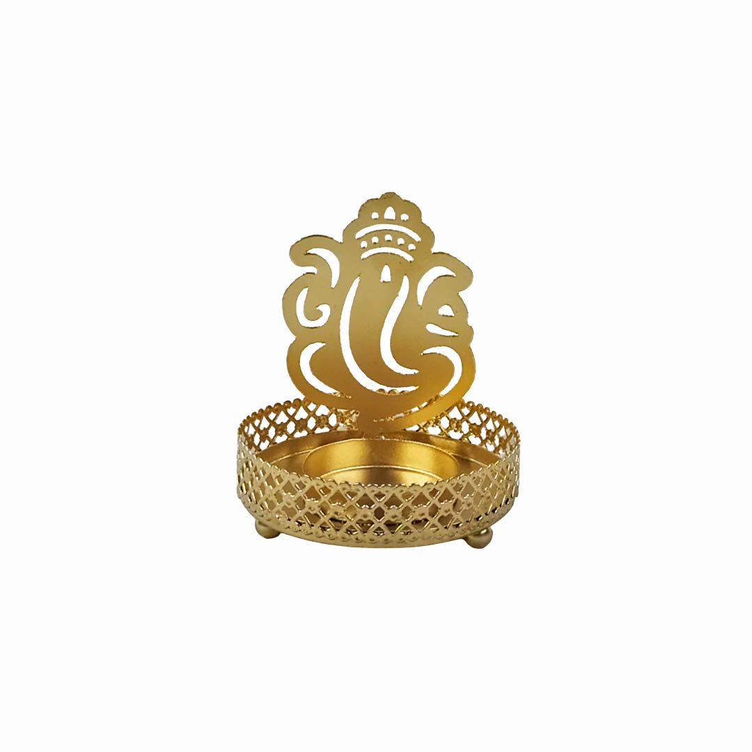 FRIZKA Handmade Ganesha tealight Candle Holder Stand-2 pcs