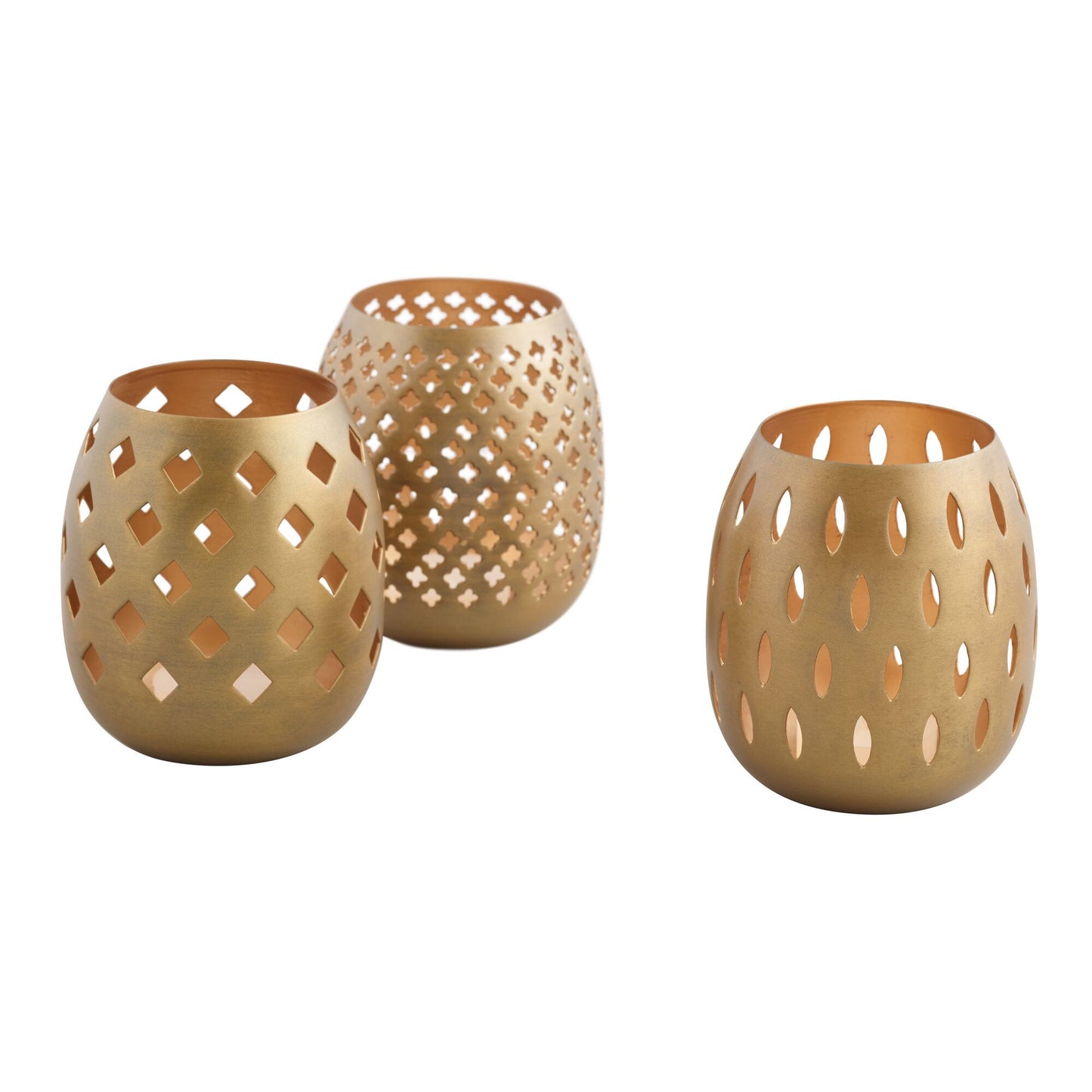 FRIZKA Gold Pierced Tealight Candle Holders Set Of 3