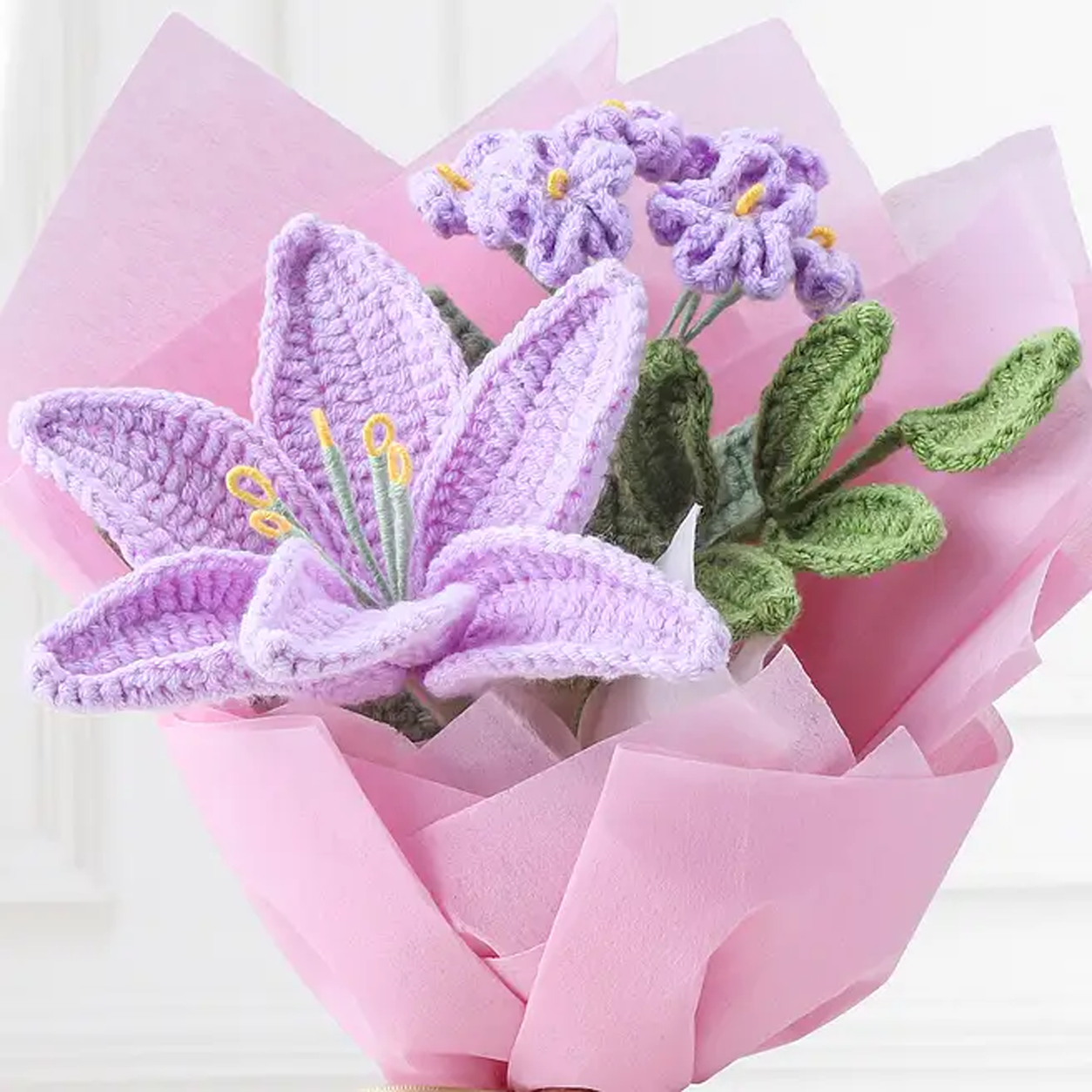 Lavender and Purple Crochet Flower Rakhi Set