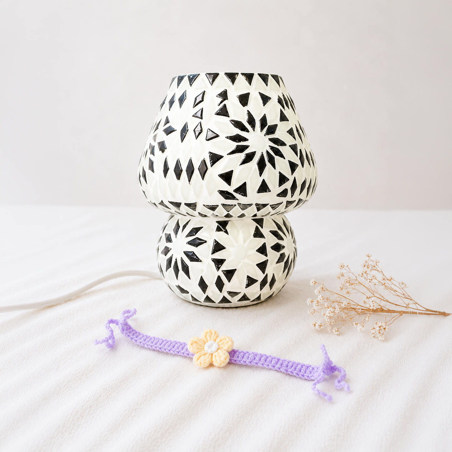 Multicolored Table Lamp with Rakhi for Sisters Nanad and Bhabhi