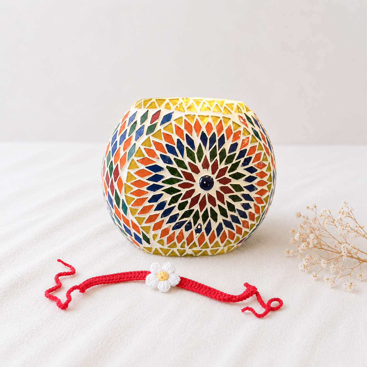 Designer Table Lamp with Rakhi for Sisters Nannd and Bhabhi