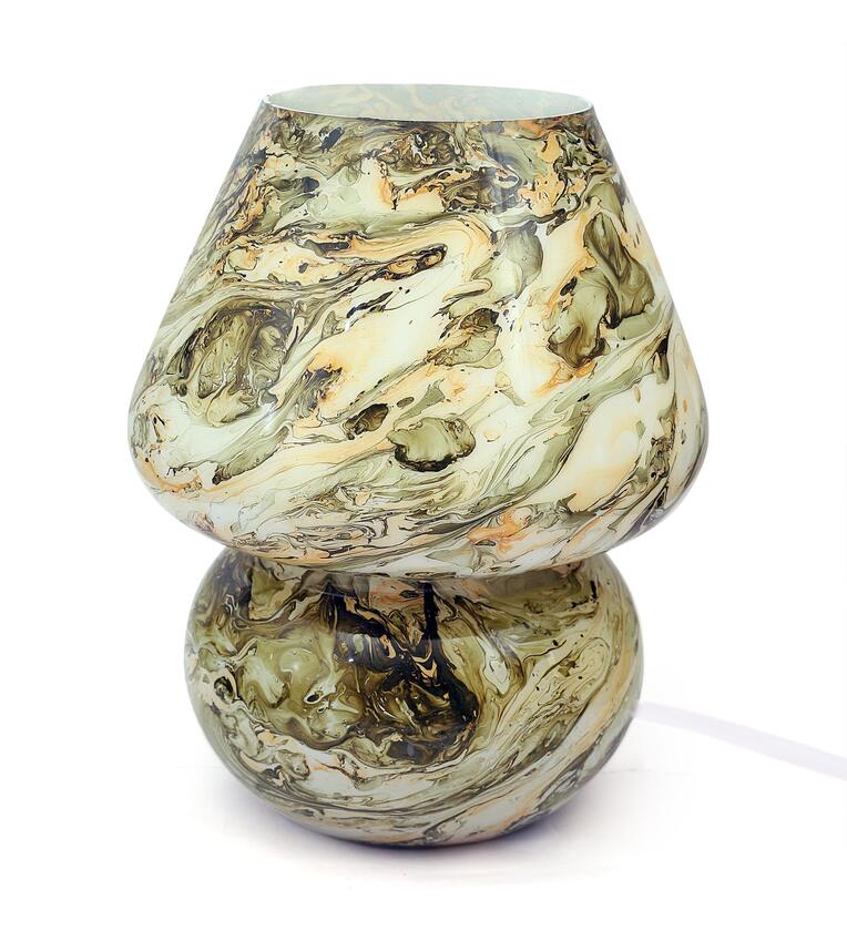 Frizka Abstract Mushroom Shaped Glass Table Lamp for Bedside Living & Home Decoration, Lamp for Home Bar Restaurant Cafe Decoration (12 inch, Made in India)