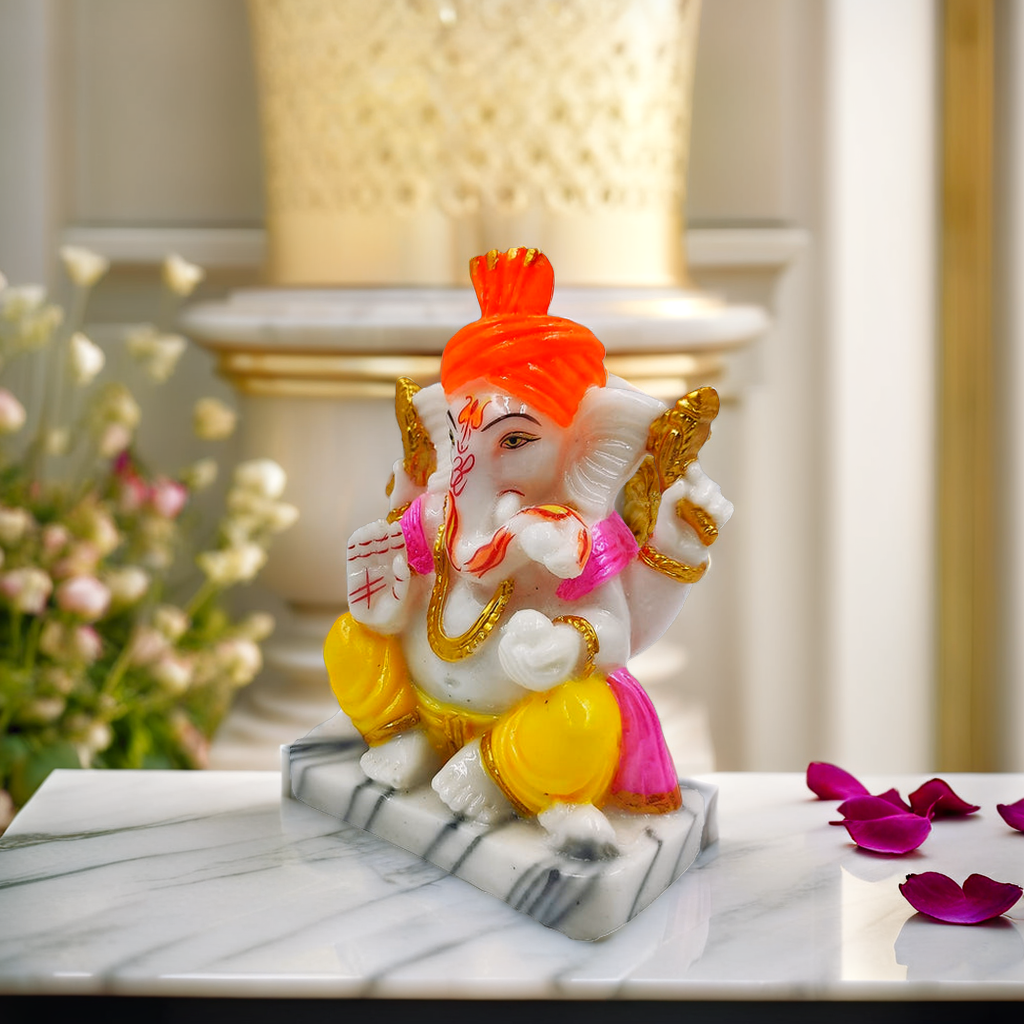 Chowki Lord Ganpati Idol in Pagdi