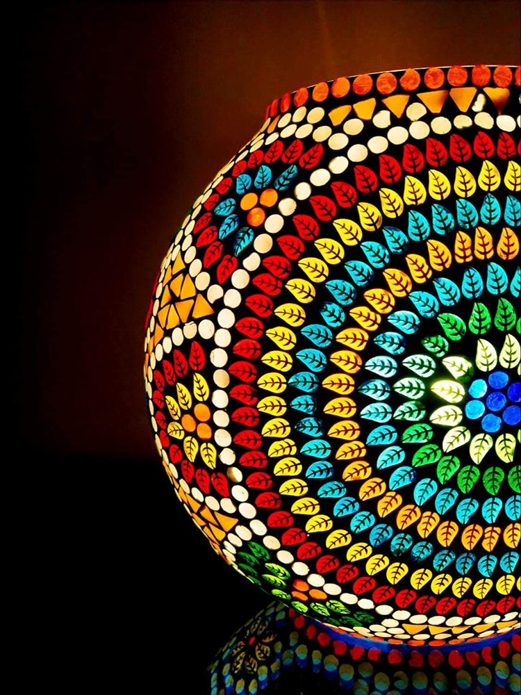 Mosaic Multicolored Glass Table Lamp For Home Decor