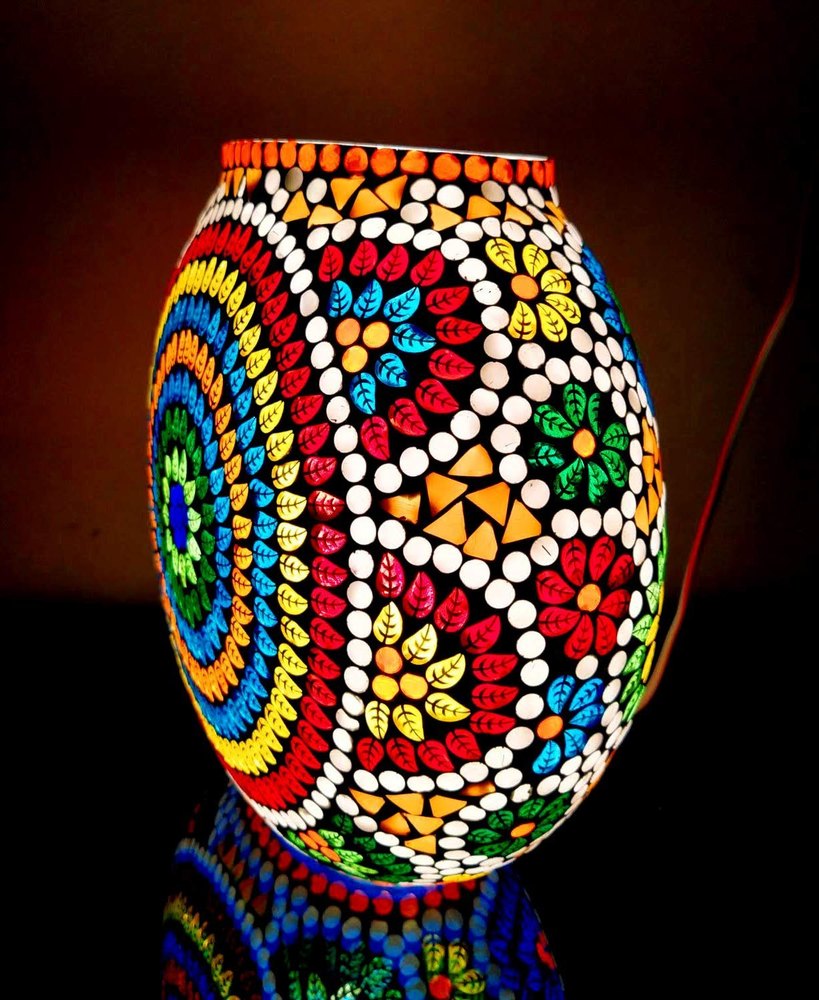 Mosaic Multicolored Glass Table Lamp For Home Decor