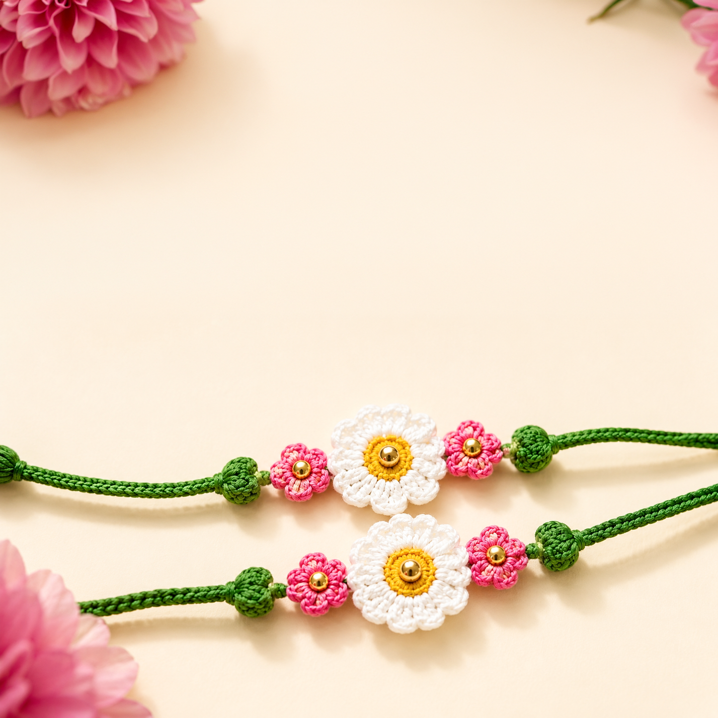 Handmade Crochet Rakhi with Flower Design