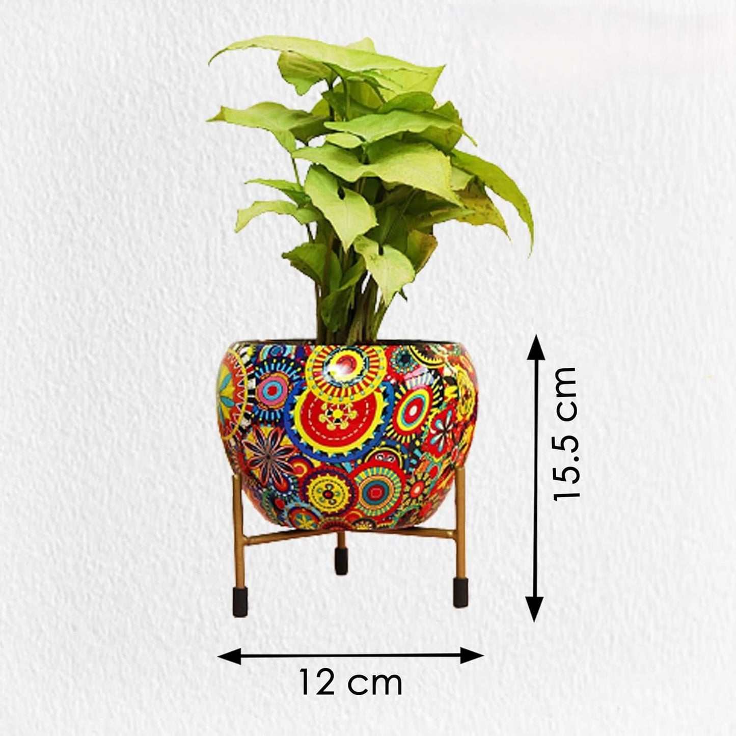 FRIZKA Designer Metal Desktop Table Planter Pot with Stand