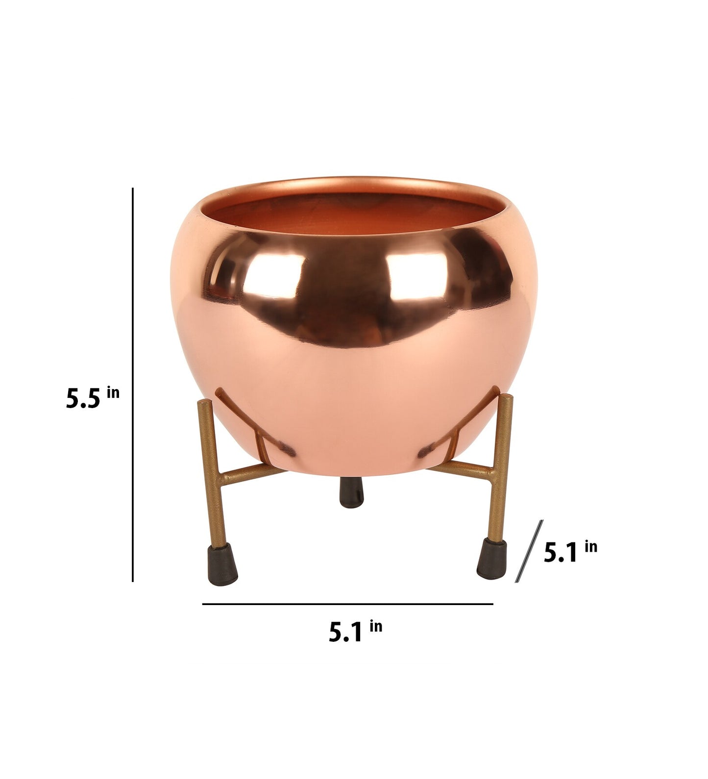Frizka Golden Metal Desktop Table Planter Pot with Stand- 1 Piece