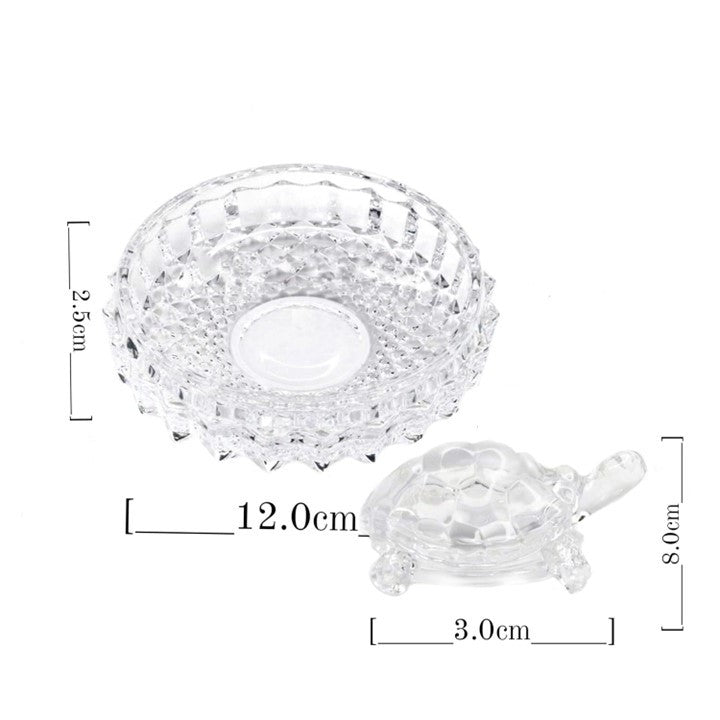 Crystal Turtle with Round leaf transparent plate