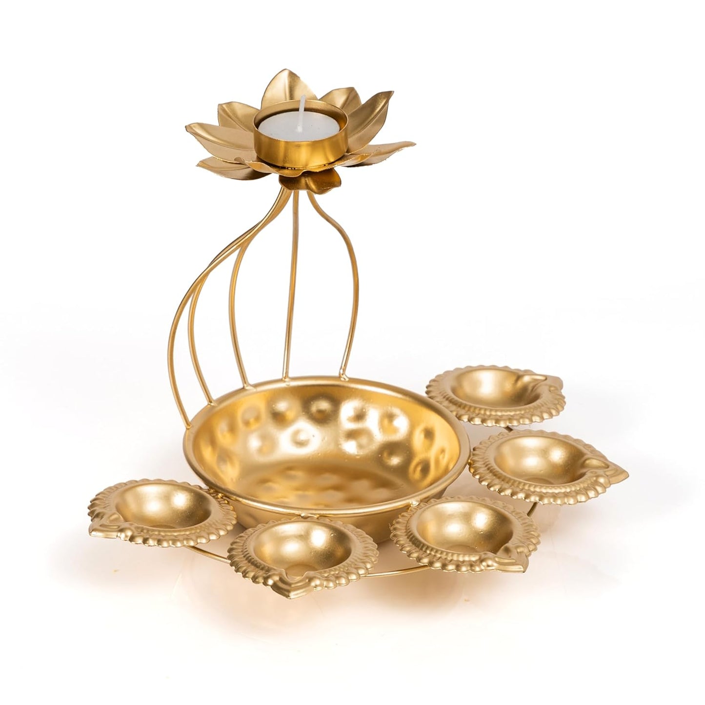Frizka | Urli Bowl for Flowers along with Diya Set in Lotus Shape