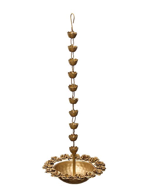Frizka | Golden Metallic Rose Hanging Urli | 1 Pc
