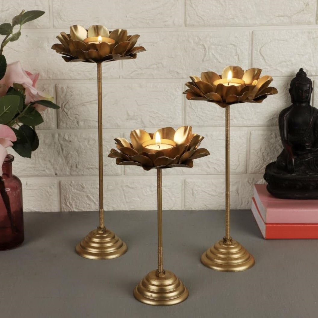 Frizka | Lotus Set of 3pc Candle Holder