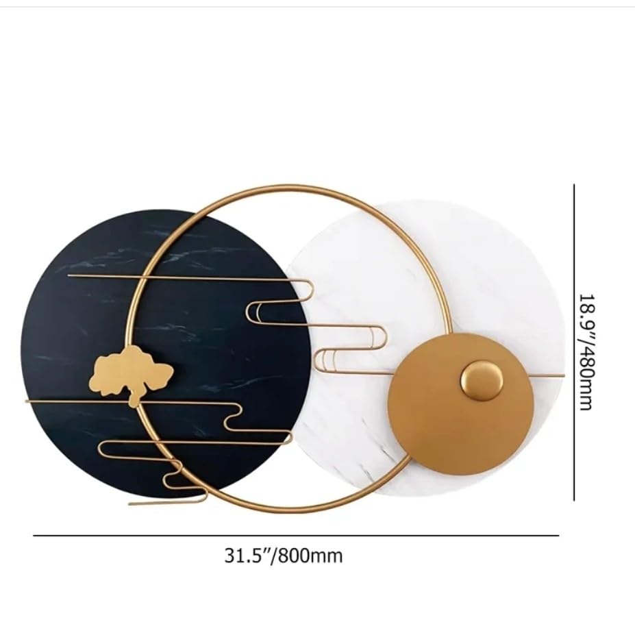 FRIZKA Round Metal Wall Decor in White & Black & Gold