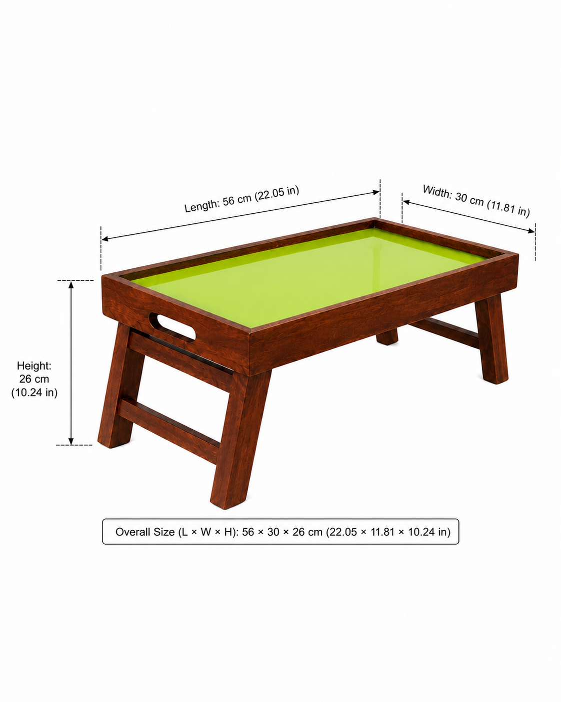 Mango Wood Foldable Breakfast Table - Green Glossy