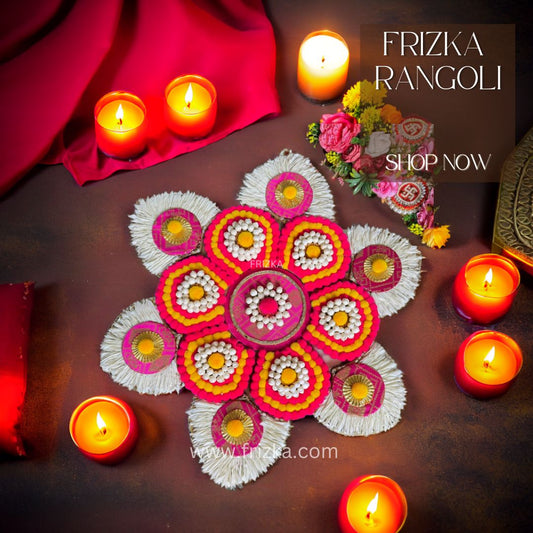 Frizka Handmade Indian White Color Festive Rangoli