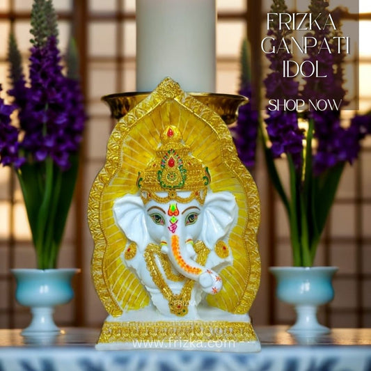 FRIZKA Leaf Ganesh for Home Decor Showpiece for Mandir Pooja 12 inches