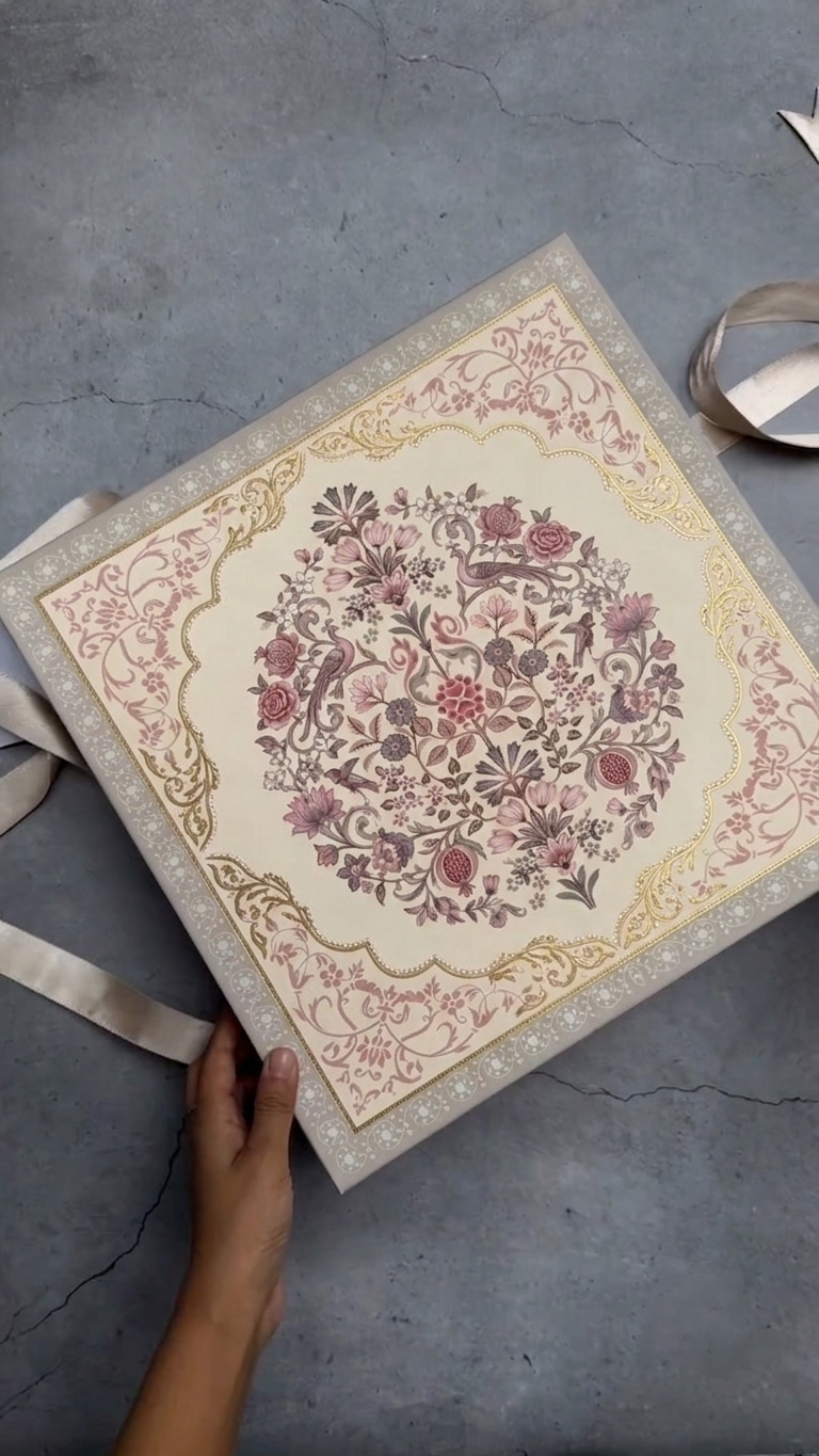 Noor Platter | Lotus Marble Inlay Decorative Plate in a Gift Box